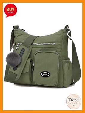 Nylon Crossbody Bag with RFID Pocket and Adjustable Strap